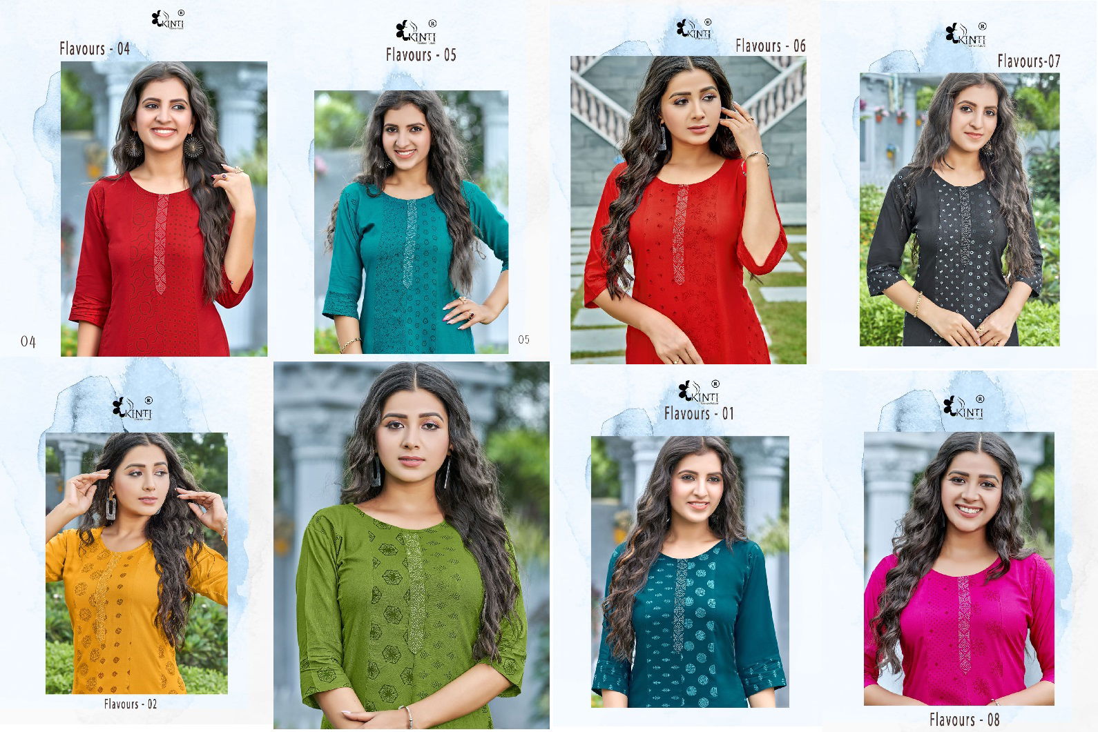 Flavours By Kinti 01-08 Designer Kurtis Catalog